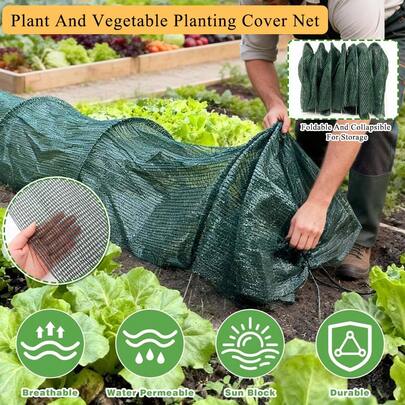 AIYYIPA 1pc Integrated Foldable Garden Tunnel Shade Net Cover, Portable Greenhouse With Built-In Ring Plant Cover, Vegetable Sun Protection Mesh Cloth For Raised Beds, Garden & Agricultural Use