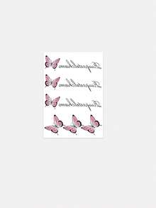 1pc Fashionable Waterproof & Long-Lasting Ombre Butterfly English Temporary Tattoo, Skin-Friendly, Lasts 5-7 Days - Multicolor - View 2