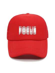 1件装时尚海绵帽 FOCUS字母印花成人卡车司机帽棒球帽钓鱼帽趣味礼物帽男女通用春夏款 - 彩色 - 查看 7