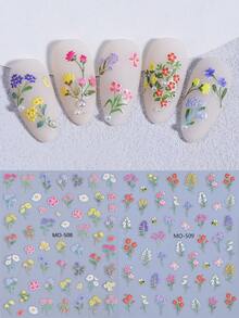 Bộ 2 miếng dán móng tay hình hoa, ong, lá nhiều màu sắc mùa xuân, decal móng tay tự làm nhiều màu dễ thương, trang trí móng tay theo chủ đề hoa cho nữ, màu hồng, tím, trắng. - Nhiều màu - Xem 2