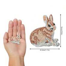 RHUAGYP 1pc Rabbit/Hare Embroidered Patch, Natural Countryside Animal Patch, Mini Rabbit Patch, Creative DIY Patch, Iron-On/Sew-On - Multicolor - View 4