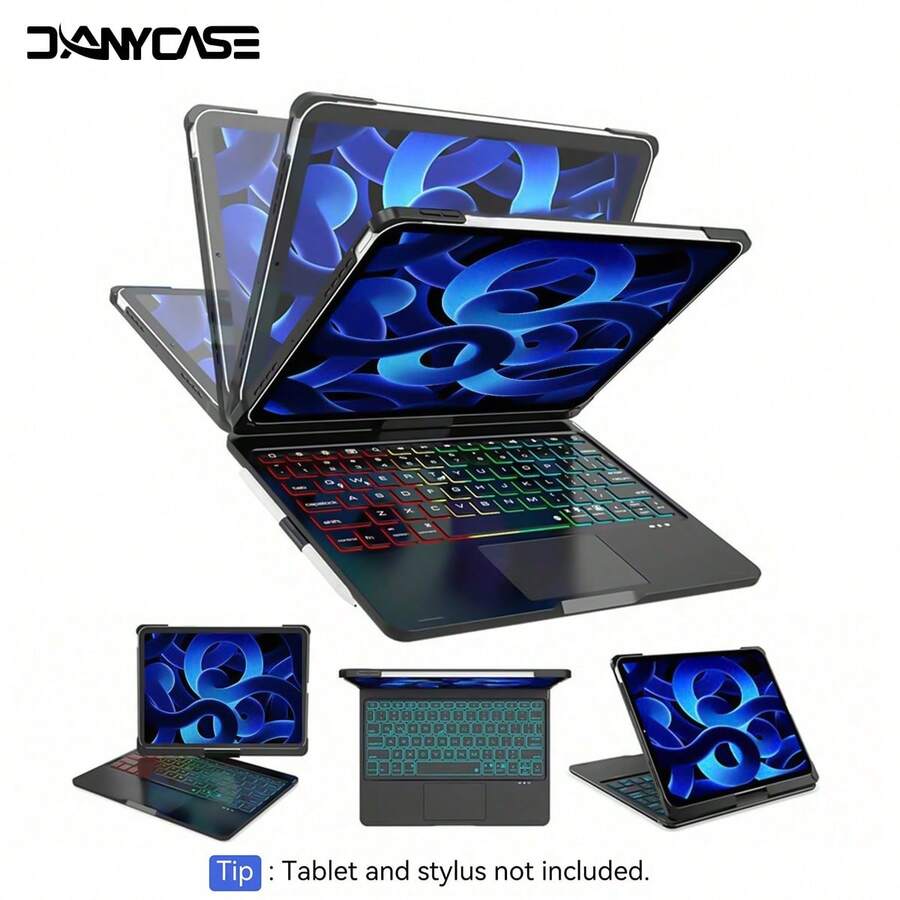 旋转式智能键盘，带背光键盘保护套，兼容 iPad 11 (A16)、10 (10.9 英寸)、Air 11 (M2/M3, 2024/2025)、Air 5/4 (10.9 英寸)、Pro 11 (2020/2021/2022)
