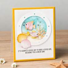 创意圆形和鱼形模具，DIY剪贴簿相册和压花模板，贺卡制作工具，卡片纸切割工艺品，礼品卡制作模板模切。 - 銀色 - 查看 2