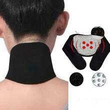 1/5pcs Magnetic Neck Massager With Comfortable Heating Pad, Equipped With Waist Belt, Helps Relieve Stress And Improve Blood Circulation. It Includes Adjustable Shoulder Straps, Black Base With Red Accents, And Ergonomic Design - Black - View 2