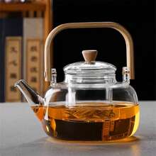 1 ấm đun nước thủy tinh dày có tay cầm, bộ ấm đun nước điện bằng gốm, ấm trà đen chịu nhiệt, ấm đun nước pha trà tại nhà. - trong suốt - Xem 10
