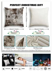 2pcs,Modern Abstract Distressed Texture Pillow Covers,Home Decor,Gift,Faux Linen Polyester Material,Hidden Zipper,No Filling,Suitable For Home Decoration,Living Room Decoration,Pillow Covers,Cushion Covers - Chocolate Dark Brown - View 10