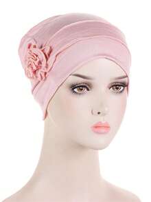 1件装化疗头巾帽针织帽头套头发罩女士睡眠帽化疗癌症帽带花朵图案 - 顏色 - 查看 7