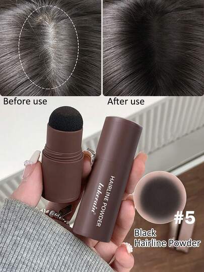 浓密蓬松的发际线粉，防水防汗，自然黑/棕色，用于填充和塑造额头和太阳穴阴影，遮盖发根，也可用于修眉和填充稀疏区域，提供多种颜色选择，适合所有发质，是秋冬季护发的理想之选，也适用于节日、派对、旅行、户外活动、Y2K时尚、角色扮演、感恩节、圣诞节等场合，也是一份很棒的礼物。