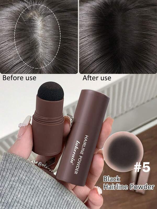 浓密蓬松的发际线粉，防水防汗，自然黑/棕色，用于填充和塑造额头和太阳穴阴影，遮盖发根，也可用于修眉和填充稀疏区域，提供多种颜色选择，适合所有发质，是秋冬季护发的理想之选，也适用于节日、派对、旅行、户外活动、Y2K时尚、角色扮演、感恩节、圣诞节等场合，也是一份很棒的礼物。