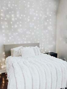 1pc 200 LED 3x2m USB Curtain Lights With Remote Control, Warm White, 8 Modes High Brightness Hanging Decorative Lights, Suitable For Ramadan, Easter, Wedding And Party Decoration - 白光 - 查看 4