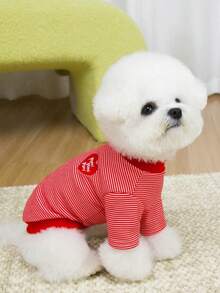 1pc Pet Lightweight Sweatshirt, New Spring/Summer Striped Sweatshirt, Heart Embroidered Logo Cat/Dog Clothes, Suitable For Poodle, Bichon Frise, Yorkshire Terrier, Chihuahua And Other Medium/Small Cats & Dogs - Multicolor - View 13