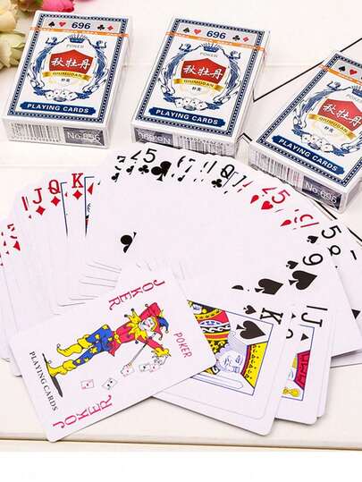 54pcs Peony Pattern Thickened Playing Cards, Entertainment Cards For Landlord, Double Deck Poker Cards