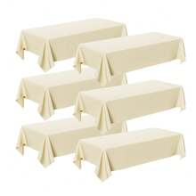 3/6pcs Ivory Color Disposable Rectangular Tablecloth, 54" X 108", Cream Waterproof Plastic Tablecloth For Party, Holiday And Gathering - Multicolor - View 8