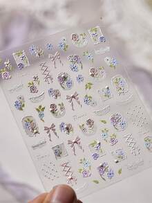 Hình dán móng tay pha lê 5D, họa tiết ren hoa lá dễ thương kiểu vũ công ba lê, trang trí móng tay nghệ thuật. - Nhiều màu - Xem 7