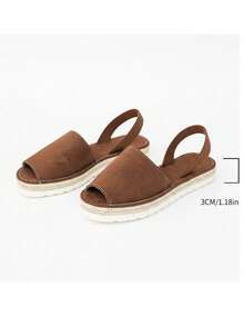 planare 新款女士棕色绒面革露趾套脚凉鞋，休闲舒适，适合日常穿着、度假、夏季室内/室外穿着、通勤、约会、派对、海滩、旅行 - 棕色 - 查看 7