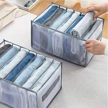 Set Of 3 High-Quality Fabric Storage Boxes For Wardrobes - Featuring Handles, Foldable Drawer Organizers, Transparent Mesh Design, Space-Saving Clothing Storage System, Suitable For Shirts, Pants, Underwear, Socks - Lightweight And Easy To Use - Multicolor - View 5