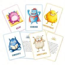 32pcs Emotion Monster Cards With Descriptions, Cute Cards For Self-Regulation And Mood Improvement - Multicolor - View 4