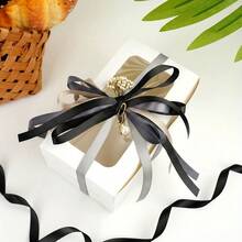 5 cuộn ruy băng satin cao cấp hai mặt, rộng 3/8 inch, nhiều màu sắc, thích hợp để gói quà cưới, trang trí tiệc cưới, làm bó hoa thủ công, 5 màu x 10 yard. - Đen và trắng - Xem 6