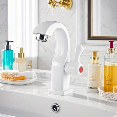 1 pieza Grifo duradero y asequible, diseño simple y elegante, adecuado para fregadero de cocina y tocador de baño | Grifo de baño moderno y elegante, decoración de baño