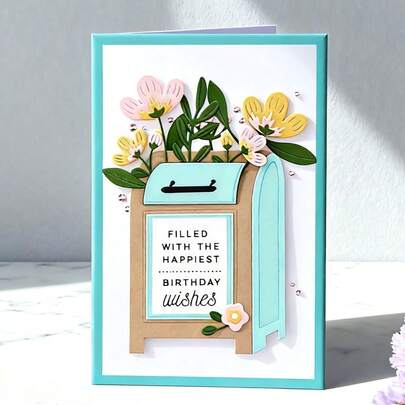 Troqueles de buzón y flores creativos, plantillas de estarcido para álbumes de recortes DIY y relieve, herramientas para hacer tarjetas de felicitación, manualidades de corte de papel para tarjetas, plantillas de troquelado para hacer tarjetas de regalo.