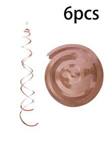 18件玫瑰金PVC双螺旋悬挂装饰品，箔片天花板螺旋装饰，塑料螺旋派对彩带天花板装饰，双尾螺旋，适用于生日、婚礼、派对装饰、周年纪念毕业装饰，需自行组装 - 玫瑰金 - 查看 9