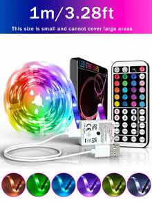 3.28英尺-100英尺 RGB LED灯带，配备44键遥控器，可调节颜色和亮度，安装简便，适用于卧室、厨房、客厅、派对氛围装饰、圣诞装饰、电视背光等。 - 彩色 - 查看 18