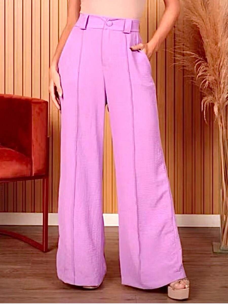 Women's Duna Wide-Leg Pants With Premium Fabric Lining. - Baby Pink - View 1