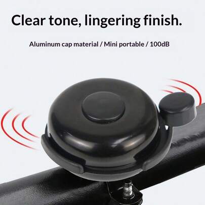 2 Packs Black Bike Bell – Anodized Aluminum & PP, Rustproof & Waterproof, Loud & Clear Ring For Adults & Kids, Tool-Free Install For All Bikes