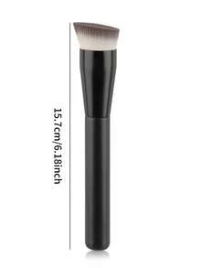 1支超薄宽舌形圆粉底刷，无痕遮瑕，不卡粉，柔软刷毛化妆工具 - 黑色 - 查看 3