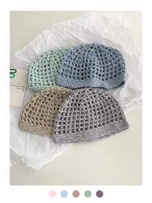 1 pieza Gorro de punto metálico calado, gorro envolvente de ganchillo hueco y ligero, favorecedor para el rostro, gorra de malla transpirable tejida, sombrero de verano de moda y versátil para mujeres, vacaciones, festivales - Multicolor - Ver 2