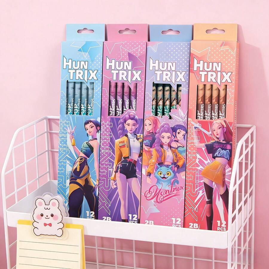 12pcs K-POP Girl Group 2B Pencils - Holiday & Birthday Gift Box Stationery Set [Random Styles Sent] - A - View 1
