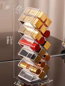 Acrylic Multi-Compartment Lipstick Storage Box, Transparent Lip Gloss Organizer Display Rack - 1PC - View 13