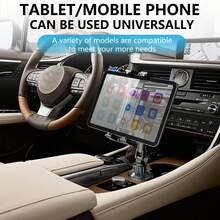 LCARS Car Cup Holder Phone Mount, Adjustable Rotatable Telescopic Clip Multi-Function Mobile Device Holder, Hands-Free Car Phone Holder, Suitable For 4-13 Inch Tablets/IPads/Foldable Screen Phones - TP06+ Cup Holder - View 2