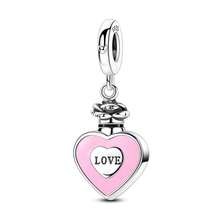 1 Pc Fashion Heart Sparkling Beads Dangle Charm Silver Plated Fit Bracelet Necklace DIY Holiday Gift - Multicolor - View 11