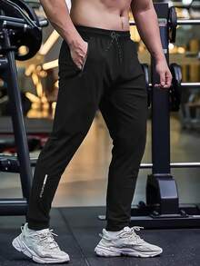 Men's Outdoor Sports Pants, Casual Lightweight Trousers For Spring & Summer, Dirt-Resistant Black - Black - View 3