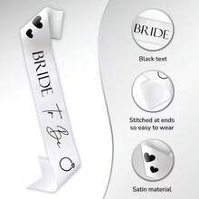 1pc "Bride-To-Be" Bachelorette Party Sash - White Sash With Black Letters, Suitable For Bridal Shower - Bridesmaid Party Decor And Accessories, Wedding And Engagement Party Favors, Photo Booth Props, Engagement Gift Favors "Miss" To "Mrs" Sash - White - View 3