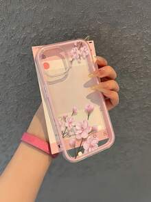 Flower Romantic Sakura Transparent Case, Lightweight Skin-Friendly Shockproof Wear-Resistant TPU Sakura Phone Case Compatible With IPhone11/12/13/14/15/16/16ProMax/12Pro/13Pro/14Pro/15Pro/16Pro/14Plus/15Plus - Pink - View 1