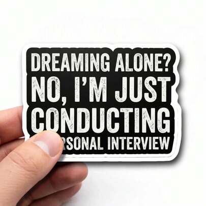 1 Pc Personal Interview Themed Vinyl Sticker, Humorous Self Reflection Quote Decal For Adults To Personalize Laptops Water Bottles Skateboards Phone Cases Luggage, Distressed Block Letter Design For Adding A Playful Edge To Daily Items And Creative Journals, Witty Text For Customizing Personal Belongings And Expressing A Reflective Mindset