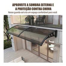 Toldo de Policarbonato para Porta e Janela Preto ou Branco 60x120 60x160 60x200 Cobertura Anti UV Proteção Contra Sol e Chuva Estrutura Reforçada Plástico-Aço Resistente Winda - Branco - Visão 7