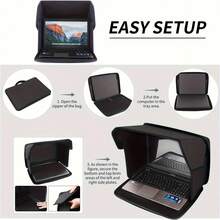 Foldable Laptop Sun Shade Hood - Privacy Hood With Adjustable Shoulder Strap, 16-Inch Portable Screen With Halo Effect, Suitable For Outdoor Work, Black, Laptop Protection, Durable Nylon Lining - A - View 8