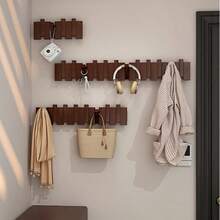 1pc Wooden Wall Mounted Coat Hook, Modern Piano Hanger For Jackets, Keys, Towels, Space-Saving Entryway Hook (With Or Without Hole) - Multicolor - View 5