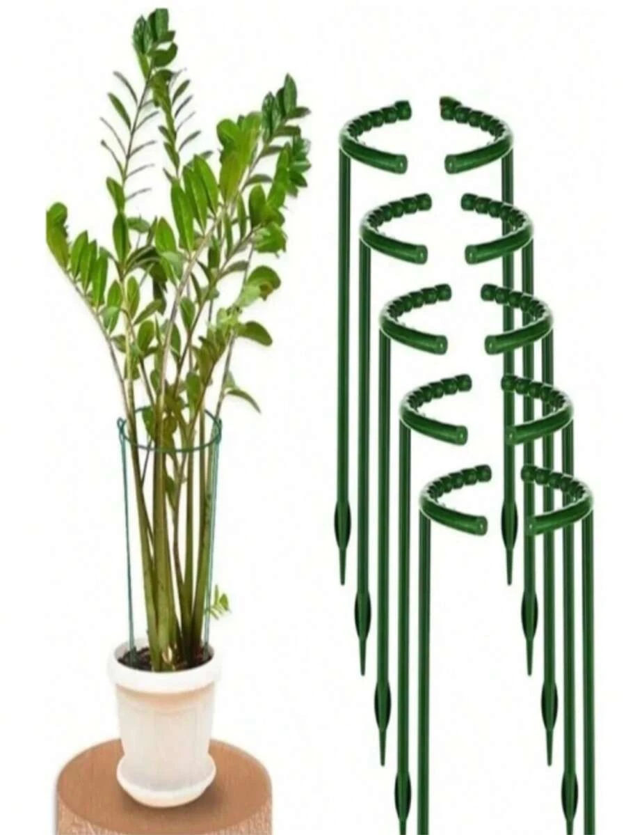 Garden Plant Support Stakes Plastic Semi-Circular Ring Cage Flower Pot Climbing Flower Rack Peony Flower Stand, Green Plastic Plant Cage And Support - Multi-Layer Double-Layer Garden Flower Rack, For Climbing Vines, Christmas Cactus, Pothos - Anti-Leaf Drop Protection, Plastic Orchid And Sunflower Support Rods - Anti-Fall Plant Support, With Green Crab Claw Design, Suitable For Indoor And Outdoor Garden Plant Care, Garden Plant Support