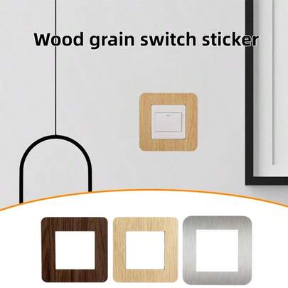 1 片装现代风格开关面板贴纸，方形开关框墙贴，家居装饰插座盖板，适用于客厅和办公室，无需安装，耐用 PVC 材质，易于安装和拆卸
