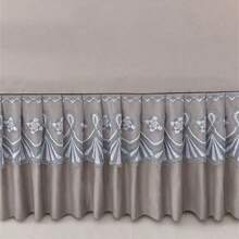 1件纯色柔软透气防尘床裙（带蕾丝边），吸湿排汗，抗皱，四季皆宜，优雅印花设计，适用于卧室和酒店，简约经济的床上用品。 - 灰色 - 查看 6