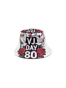 1pc Reversible Printed Bucket Hat, European And American 80s Cartoon Style Sun Protection Bucket Hat - A - View 5