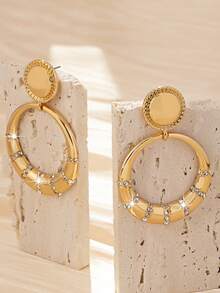 1 Pair Exaggerated Women's Rhinestone Dangle Earrings - Multicolor - View 3