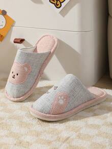 Zapatillas de pareja con diseño de dibujos animados y tela, transpirables y antideslizantes para uso en interiores en todas las estaciones - Rosa - Ver 3