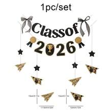 2026届毕业派对装饰，黑金三角旗，蝴蝶结悬挂装饰，庆祝活动 - 畢業 - 查看 5
