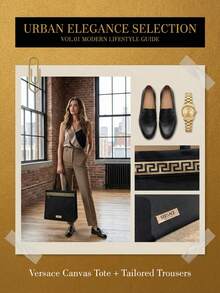 Versace 1pc Black & Gold Tone Slanted Cosmetic Bag, Large Capacity Shoulder Makeup Storage Bag 24*25*12cm With Pockets, Versatile Travel & Daily Use Bag, Fashionable Luxury Cosmetic Pouch - Multicolor - View 3