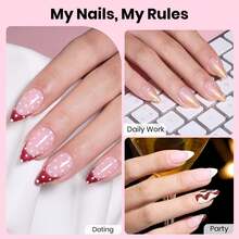 Beetles Etch-X PRO Nail Extension Gel Kit, Mini UV Lamp Included, DIY Salon Long Lasting Nails At Home - 288 chiếc, 12 kích cỡ, màu hạnh nhân trung bình - Xem 2